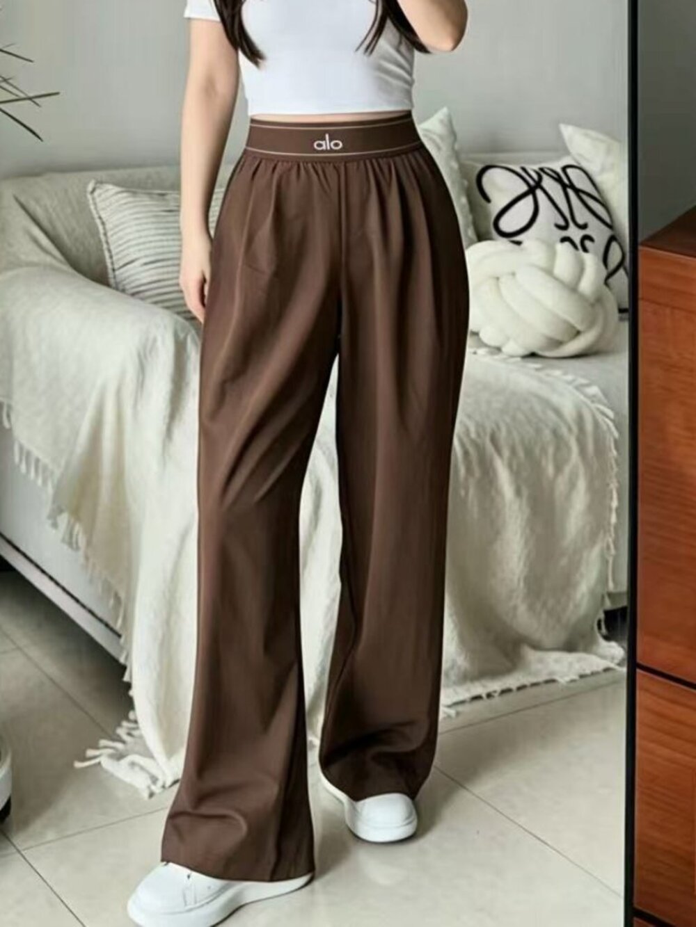 NWT ALO Yoga  Suit Up Trouser Espresso Regular🤎Straight Leg High/Low Waist
